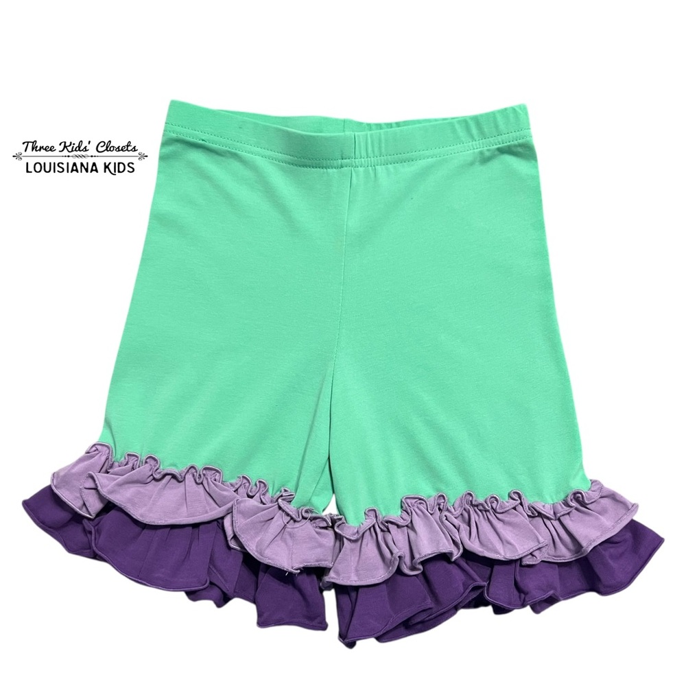 Southern Style 6Y Mint and Purple Ruffle Shorts
